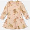 Glittering French Terry Dress, Beige Teddy Bear Print - Dresses - 1 - thumbnail