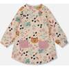 Glittering French Terry Dress Beige Printed Cat, Beige Cat Print - Dresses - 1 - thumbnail
