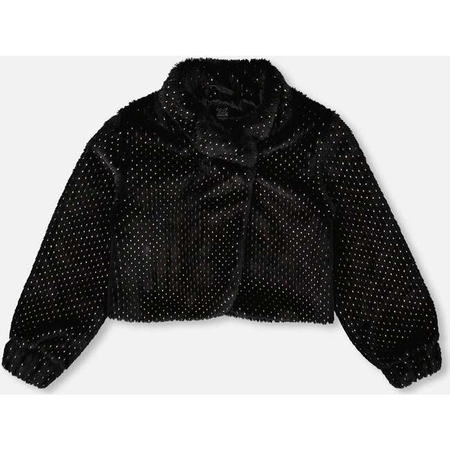Fake Fur Short Jacket, Black