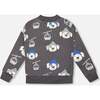 Fleece Pullover Sweatshirt, Gray Dog Print - Sweatshirts - 3