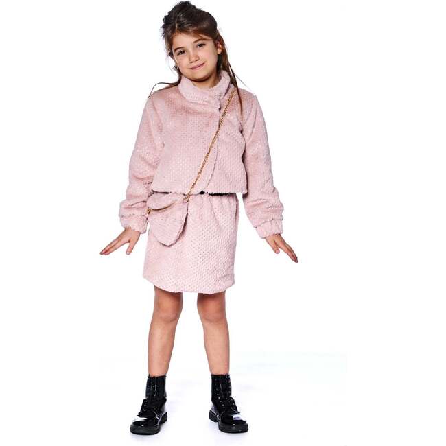 Fake Fur Short Jacket Pink, Dusty Pink - Jackets - 2