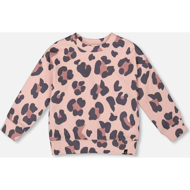 French Terry Sweatshirt, Pink Leopard