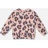 French Terry Sweatshirt, Pink Leopard - Sweatshirts - 1 - thumbnail