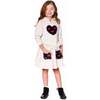 Glittering Beige French Terry Hoodie with Heart Applique, Beige and Black - Sweatshirts - 2