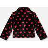 Faux Fur Short Coat with Hearts, Black and Red - Jackets - 3