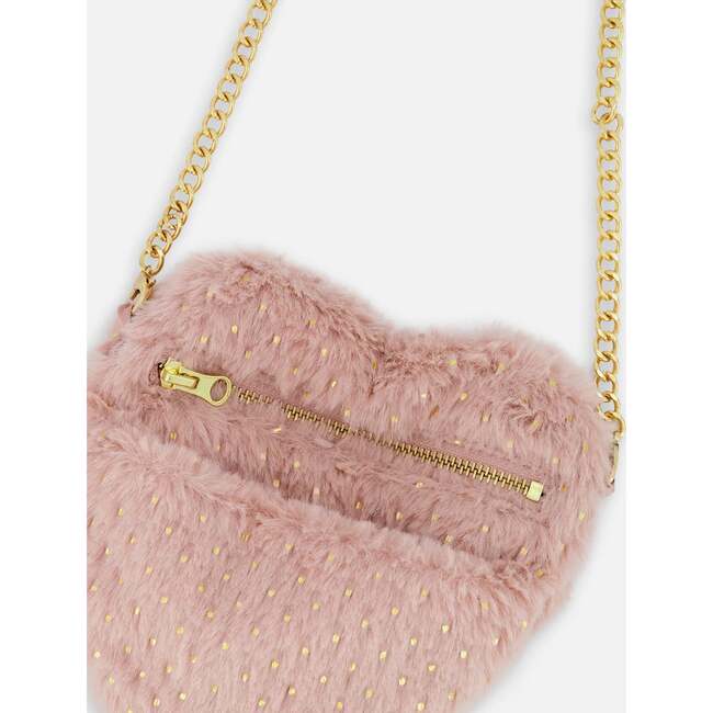 Fake Fur Shoulder Bag, Dusty Pink - Bags - 3