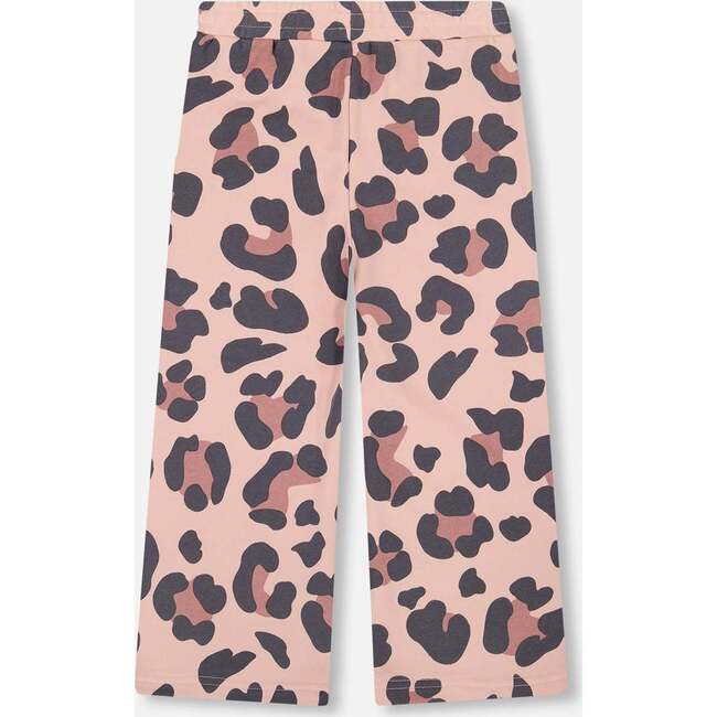 French Terry Wide Leg Sweatpants, Pink Leopard - Sweatpants - 3