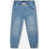French Terry Jogger Pants, Light Blue Denim - Jeans - 1 - thumbnail