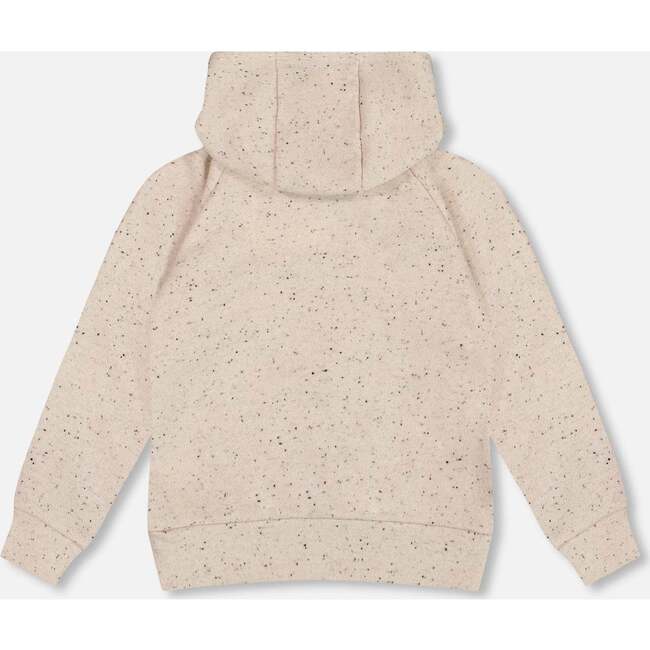 Glittering Beige French Terry Hoodie with Heart Applique, Beige and Black - Sweatshirts - 3