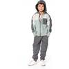 Full Zip Fleece Color Block Sweatshirt, Green Gray - Sweatshirts - 2