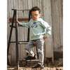French Terry Pants with Contrasting Patch, Black Denim - Jeans - 2