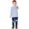 French Terry Pants with Contrasting Patch, Blue Denim - Jeans - 2