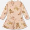 Glittering French Terry Dress, Beige Teddy Bear Print - Dresses - 3