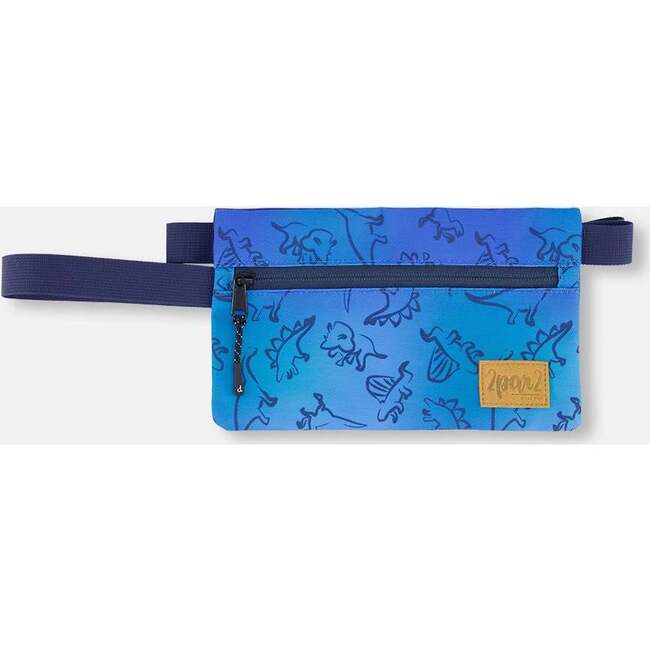 Double Pencil Case, Blue Gradient Dinosaur Print