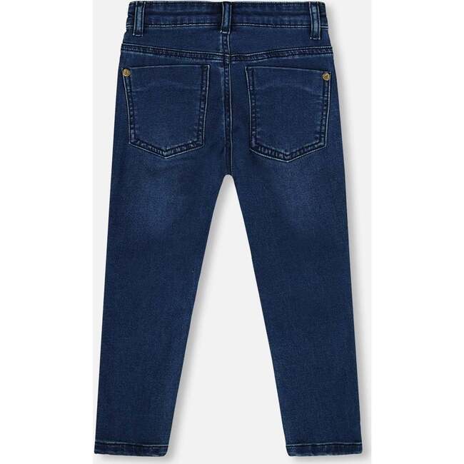 French Terry Pants with Contrasting Patch, Blue Denim - Jeans - 3