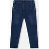 French Terry Pants with Contrasting Patch, Blue Denim - Jeans - 3