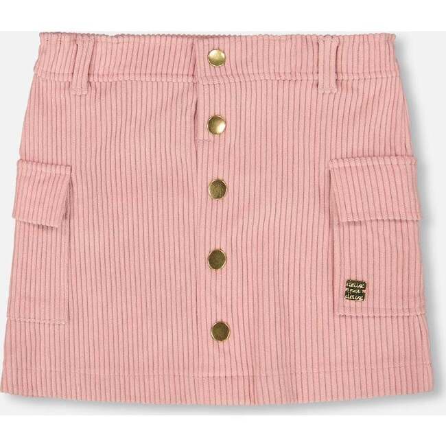 Corduroy Skirt with Cargo Pockets, Dusty Pink