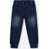 French Terry Jogger Pants Dark, Blue Denim - Jeans - 3