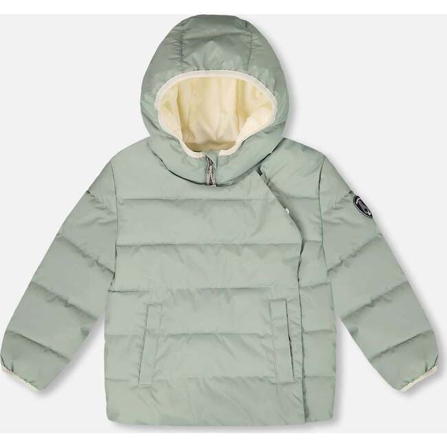 Compressible Winter Puffy Coat Designed for Car Seat, Sage Green