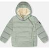 Compressible Winter Puffy Coat Designed for Car Seat, Sage Green - Jackets - 1 - thumbnail