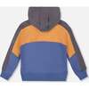 Full Zip Fleece Color Block Sweatshirt, Blue - Sweatshirts - 3