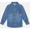 Denim Shirt Light Blue with Patch Pockets and Apple Patch, Light Blue Denim - Button Downs - 1 - thumbnail