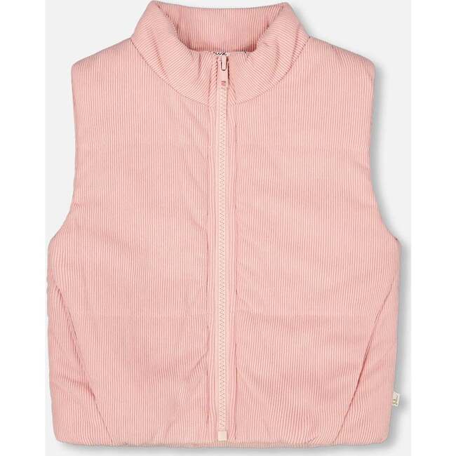 Corduroy Puffy Sleeveless Vest, Dusty Pink