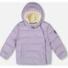 Compressible Winter Puffy Coat Designed for Car Seat, Purple Gray - Jackets - 1 - thumbnail