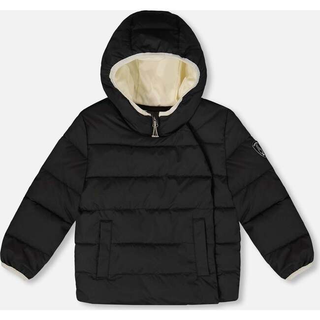 Compressible Winter Puffy Coat Designed for Car Seat, Black