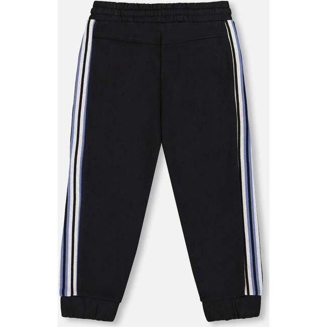 Fleece Sweatpants with Side Stripes, Black - Sweatpants - 4
