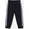 Fleece Sweatpants with Side Stripes, Black - Sweatpants - 4