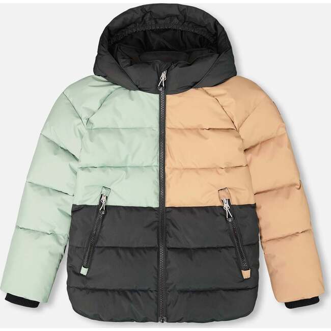 Colorblocked Puffy Winter Coat, Black