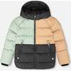 Colorblocked Puffy Winter Coat, Black - Jackets - 1 - thumbnail