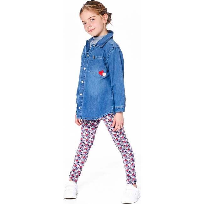 Denim Shirt Light Blue with Patch Pockets and Apple Patch, Light Blue Denim