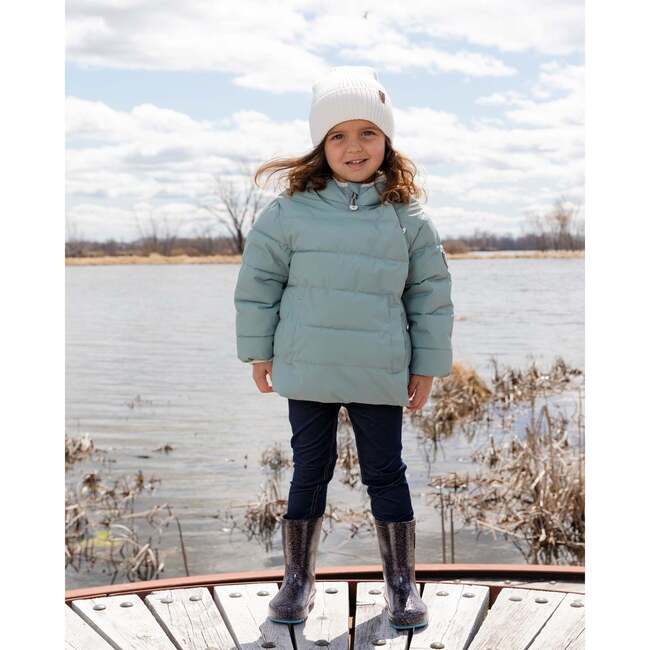 Compressible Winter Puffy Coat Designed for Car Seat, Sage Green - Jackets - 2
