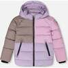 Colorblocked Puffy Winter Coat, Purple Gray - Jackets - 1 - thumbnail
