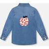 Denim Shirt Light Blue with Patch Pockets and Apple Patch, Light Blue Denim - Button Downs - 3