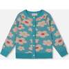 Button Front Knitted Cardigan, Turquoise Blue - Cardigans - 1 - thumbnail