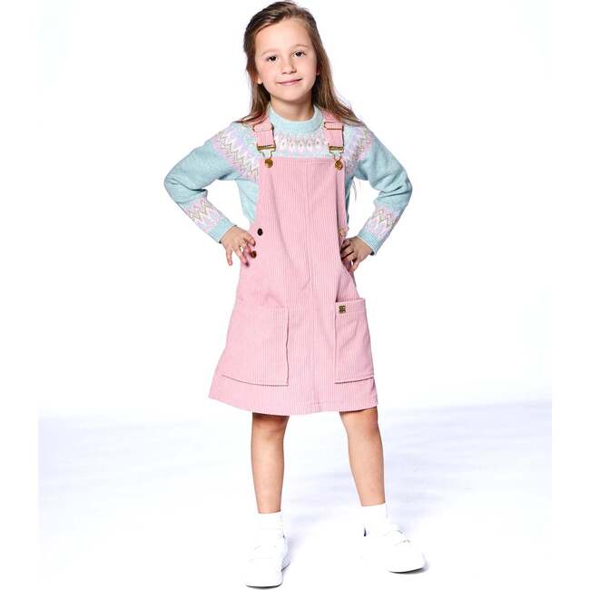 Corduroy Overall Dress, Dusty Pink - Dresses - 2