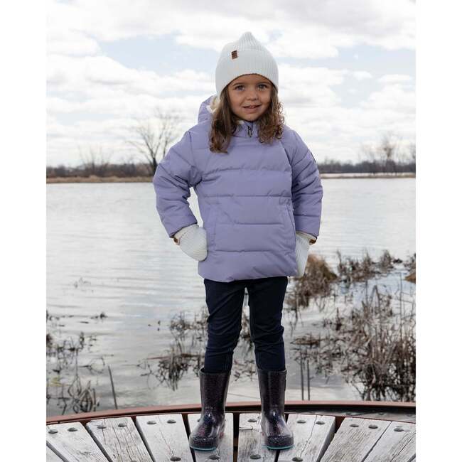 Compressible Winter Puffy Coat Designed for Car Seat, Purple Gray - Jackets - 2