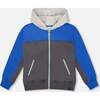 Color Blocked Zip Front Fleece Hoodie, Dark Gray - Sweatshirts - 1 - thumbnail
