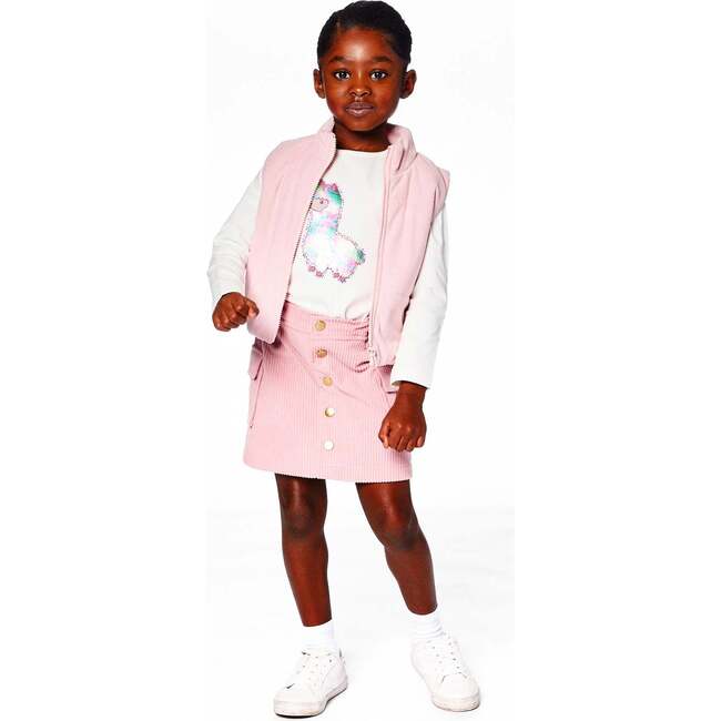 Corduroy Skirt with Cargo Pockets, Dusty Pink - Skirts - 3