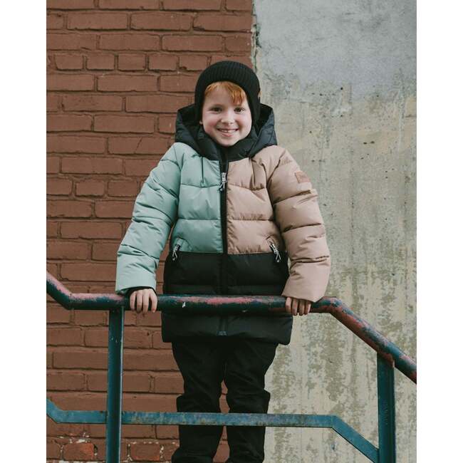 Colorblocked Puffy Winter Coat, Black - Jackets - 2