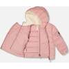 Compressible Winter Puffy Coat Designed for Car Seat, Dusty Pink - Jackets - 4