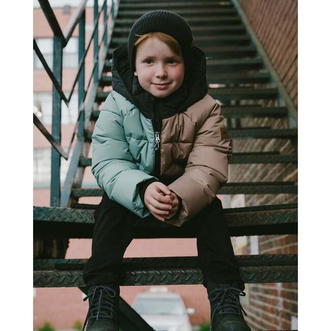 Colorblocked Puffy Winter Coat, Black - Jackets - 3