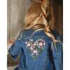 Denim Jacket Blue with Ruffle Hem and Floral Embroidery, Blue Denim - Jackets - 3
