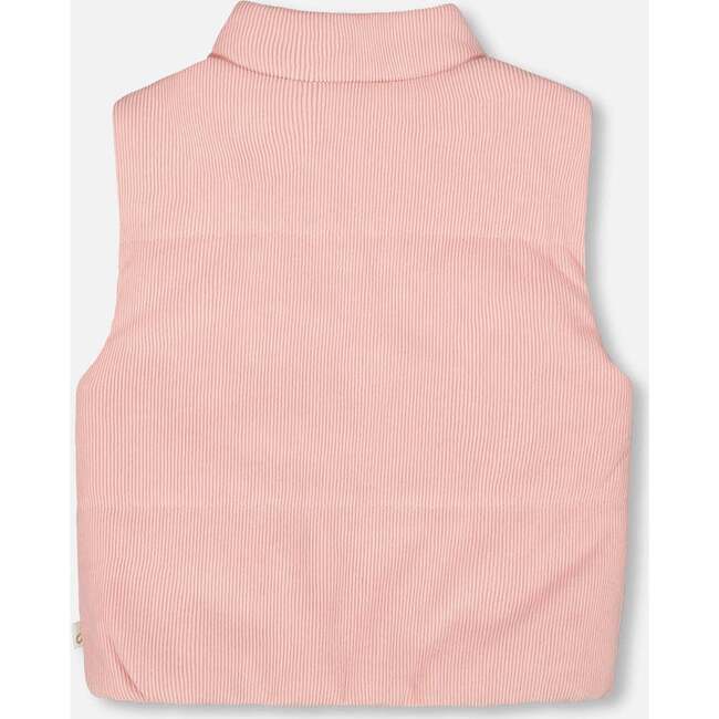 Corduroy Puffy Sleeveless Vest, Dusty Pink - Vests - 4