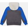 Color Blocked Zip Front Fleece Hoodie, Dark Gray - Sweatshirts - 3