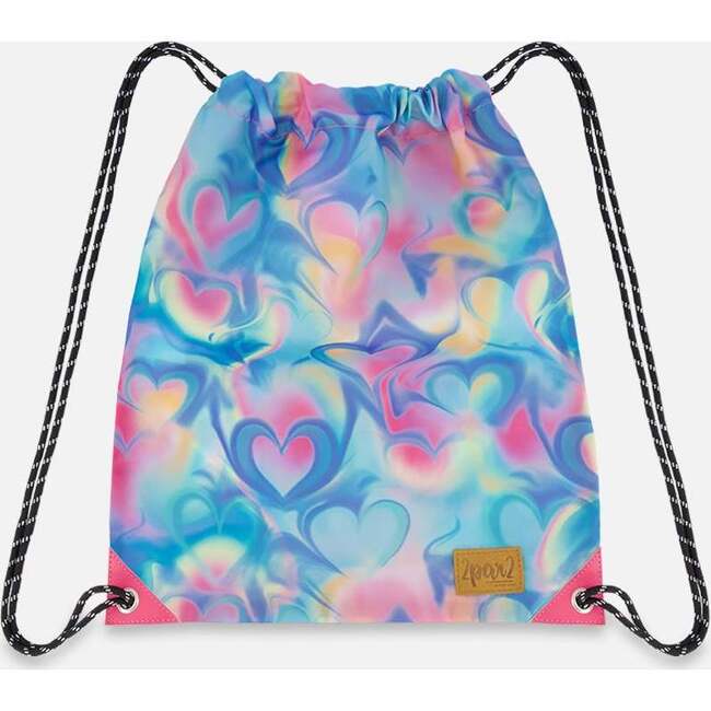 Drawstring Bag, Rainbow Heart Print