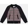 Bi-Material Zip Front Jacket Plaid, Gray and Black - Cardigans - 1 - thumbnail